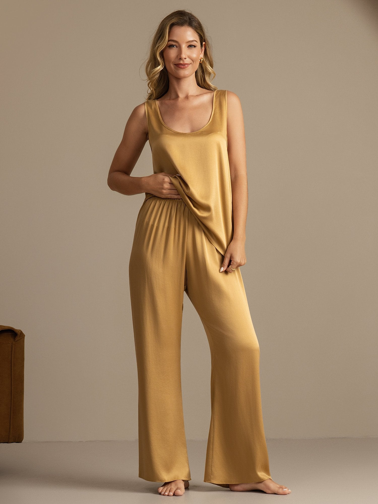 [Tan] SilkSilky-FI 19Momme Womens Pajamas 003,