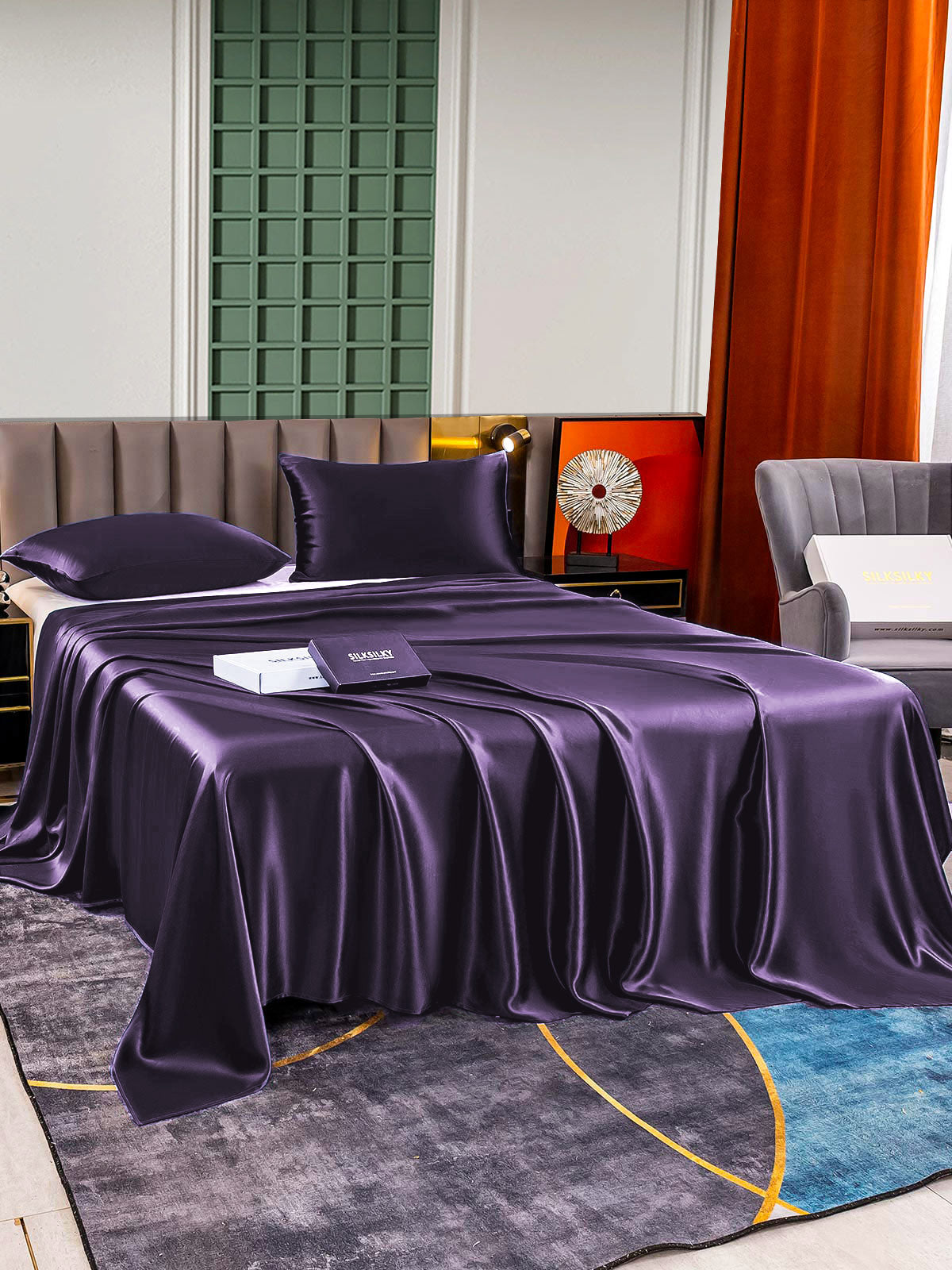 [Tumma Violetti] SilkSilky-FI 25Momme Bedding Set 003
