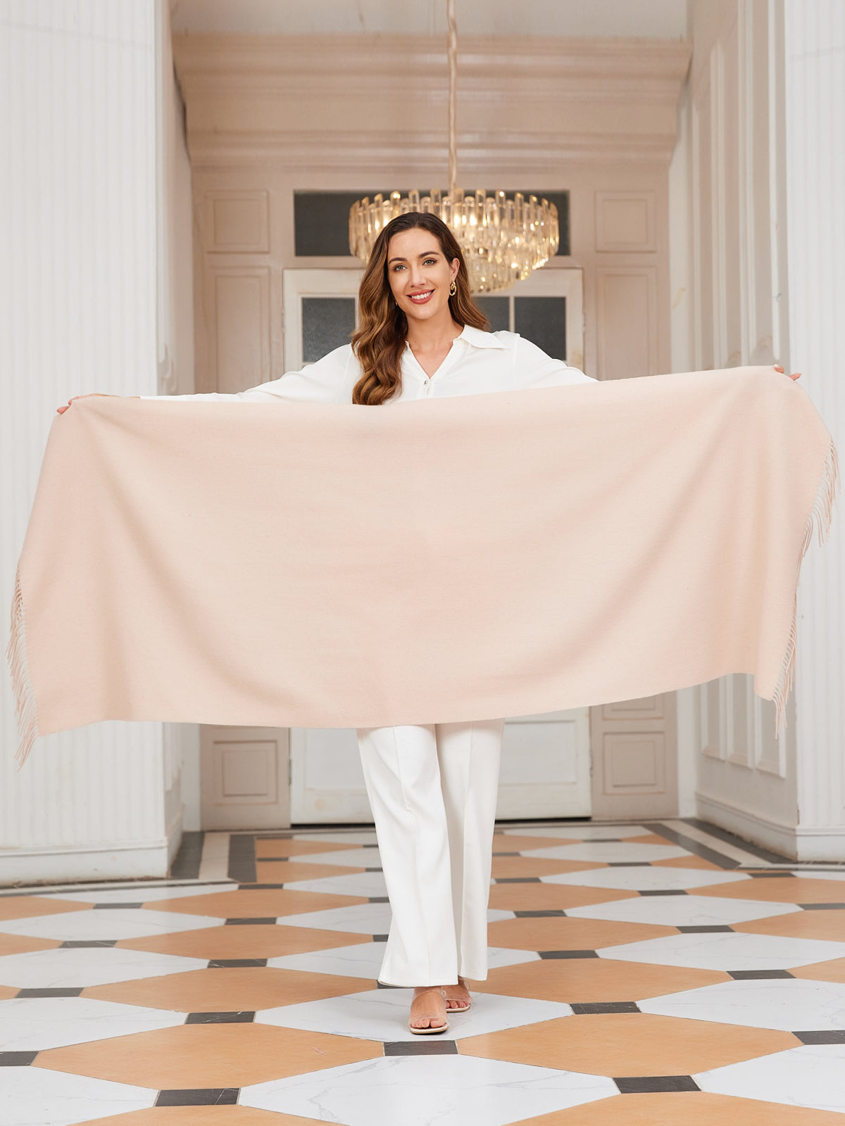 [Beige] SilkSilky-FI Scarf 004