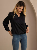 [Musta] SilkSilky-FI Long Sleeve Wrap Naisten Puserot 003
