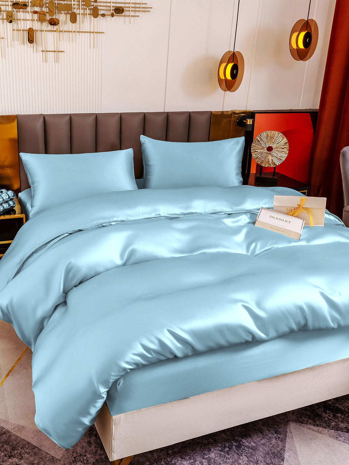 [Vaaleansininen] SilkSilky-FI 19Momme Bedding Set 001