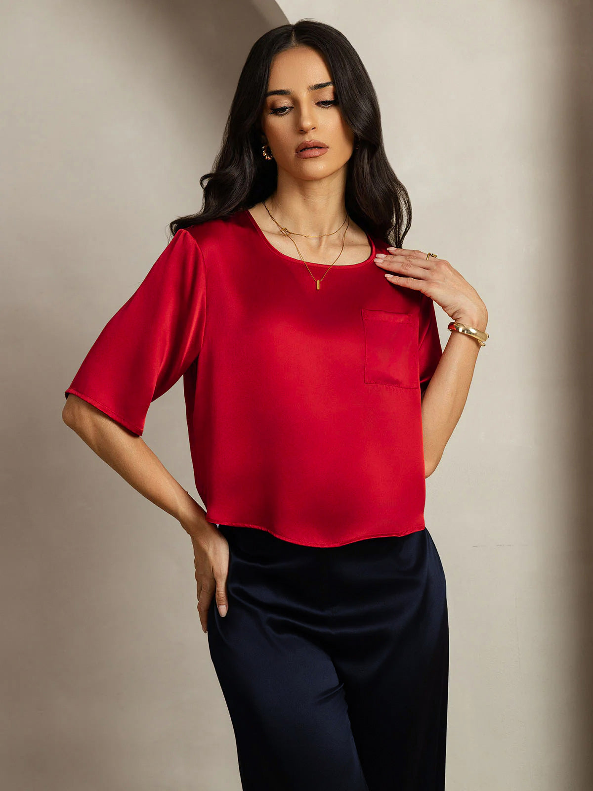 [Tummanpunainen] SilkSilky-FI Womens T-Shirt 005
