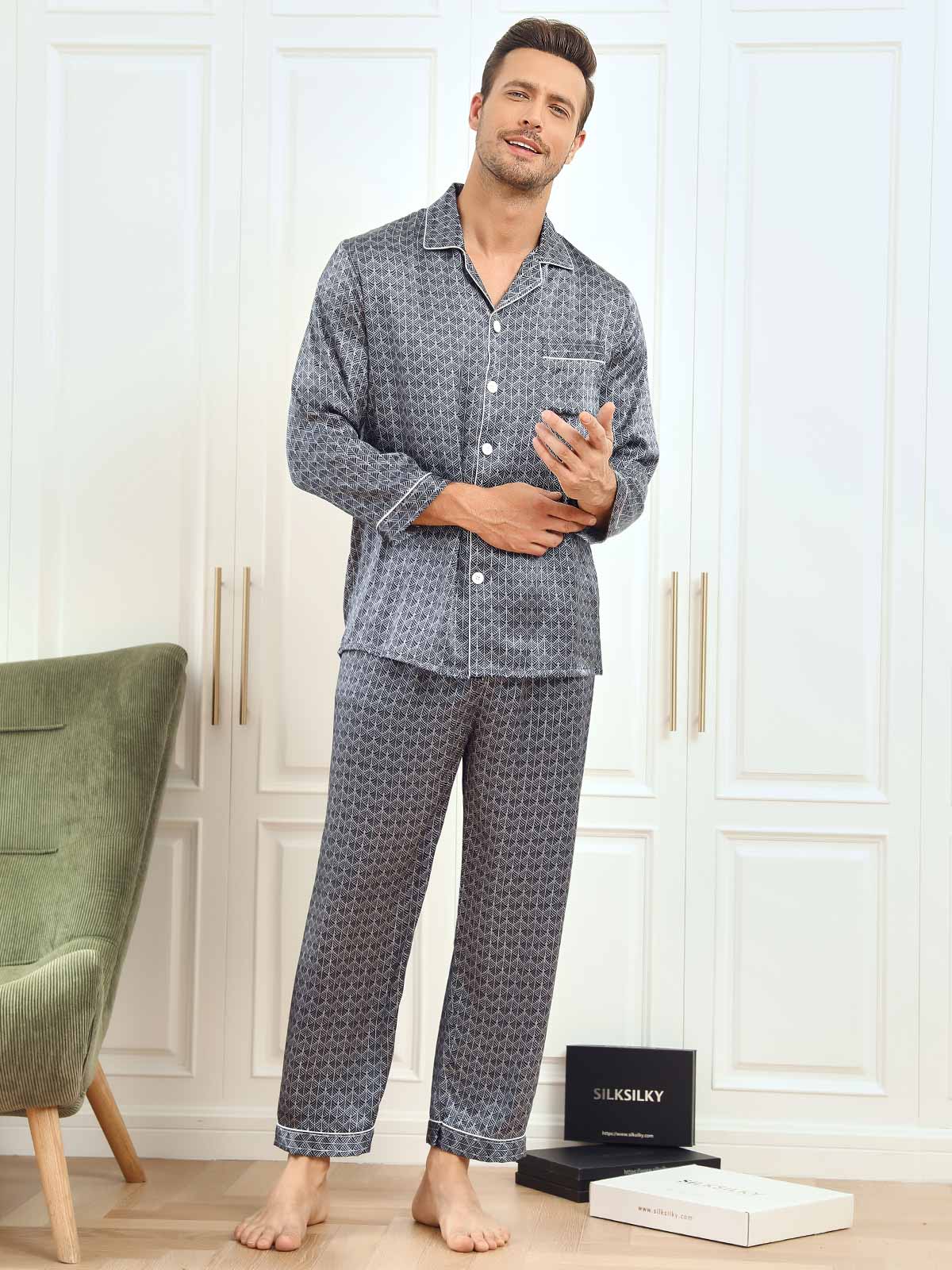 [Laivasto Ginkgo] SilkSilky-FI 19Momme Mens Pajamas 006