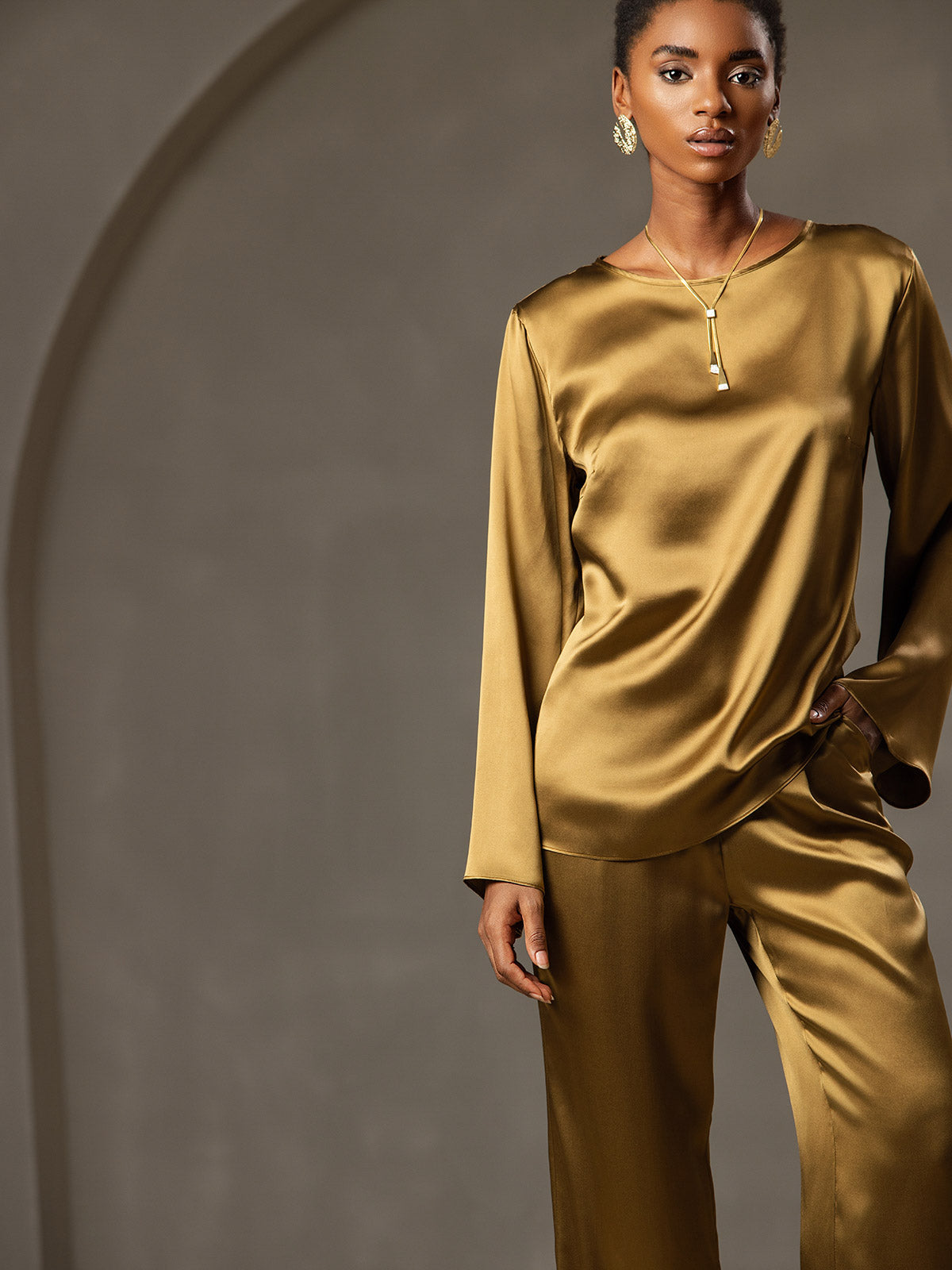 [Ruskea] SilkSilky-FI 19Momme Womens T-Shirt 005,