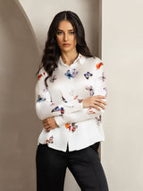 [Valkoinen Perhonen] SilkSilky-FI Long Sleeve Lapel Collar Naisten paita 006
