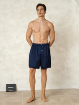 [Tummansininen] SilkSilky-FI Men's Sleep Shorts 003