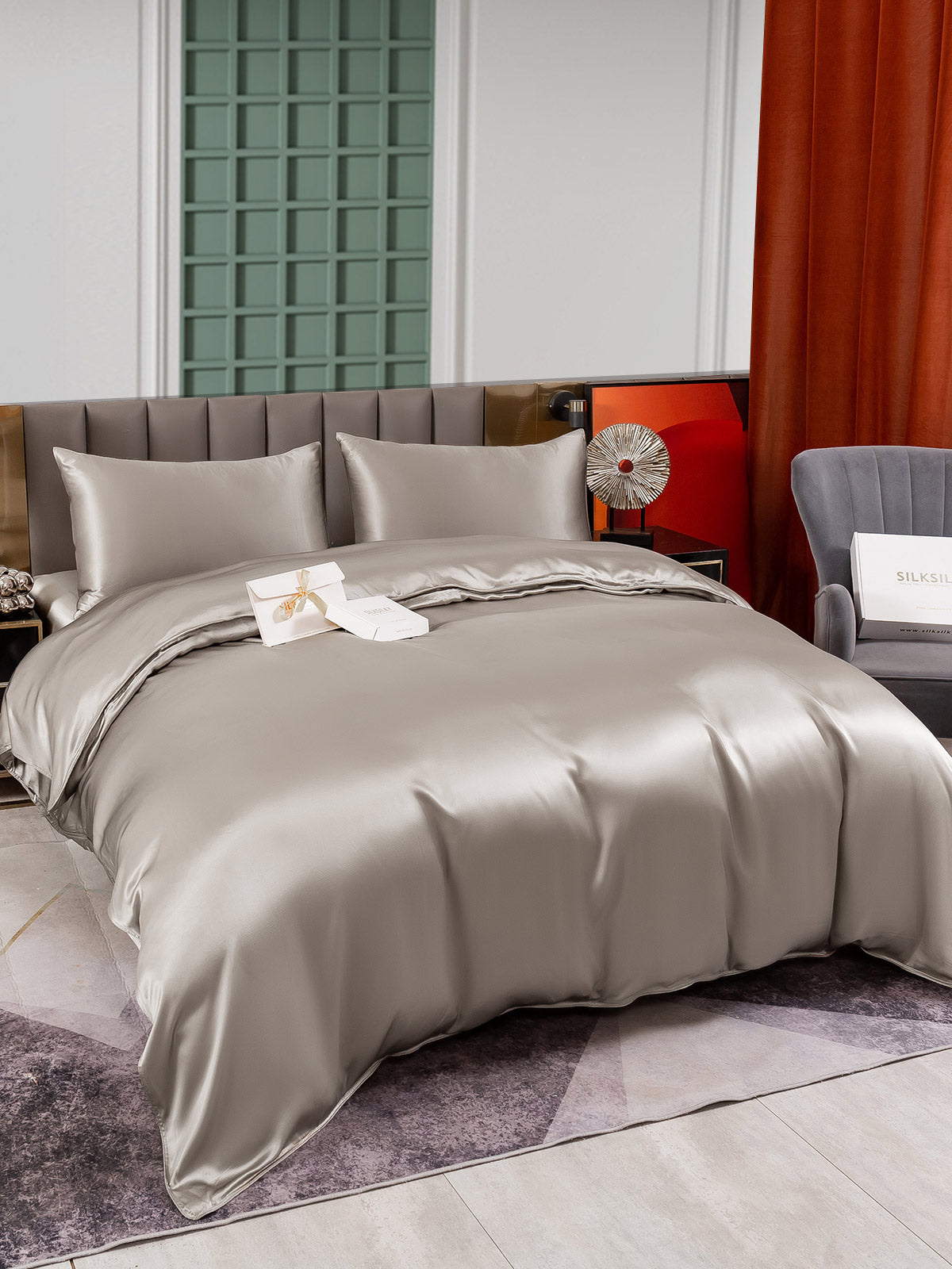 [Harmaa] SilkSilky-FI 25Momme Bedding Set 004