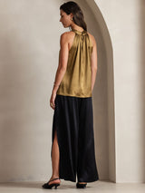 [Ruskea] SilkSilky-FI Sleeveless Halterneck Naisten T-paita 002