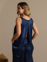 [Tummansininen] SilkSilky-FI Sleeveless Scoop Neck Naisten Pyjamat 002