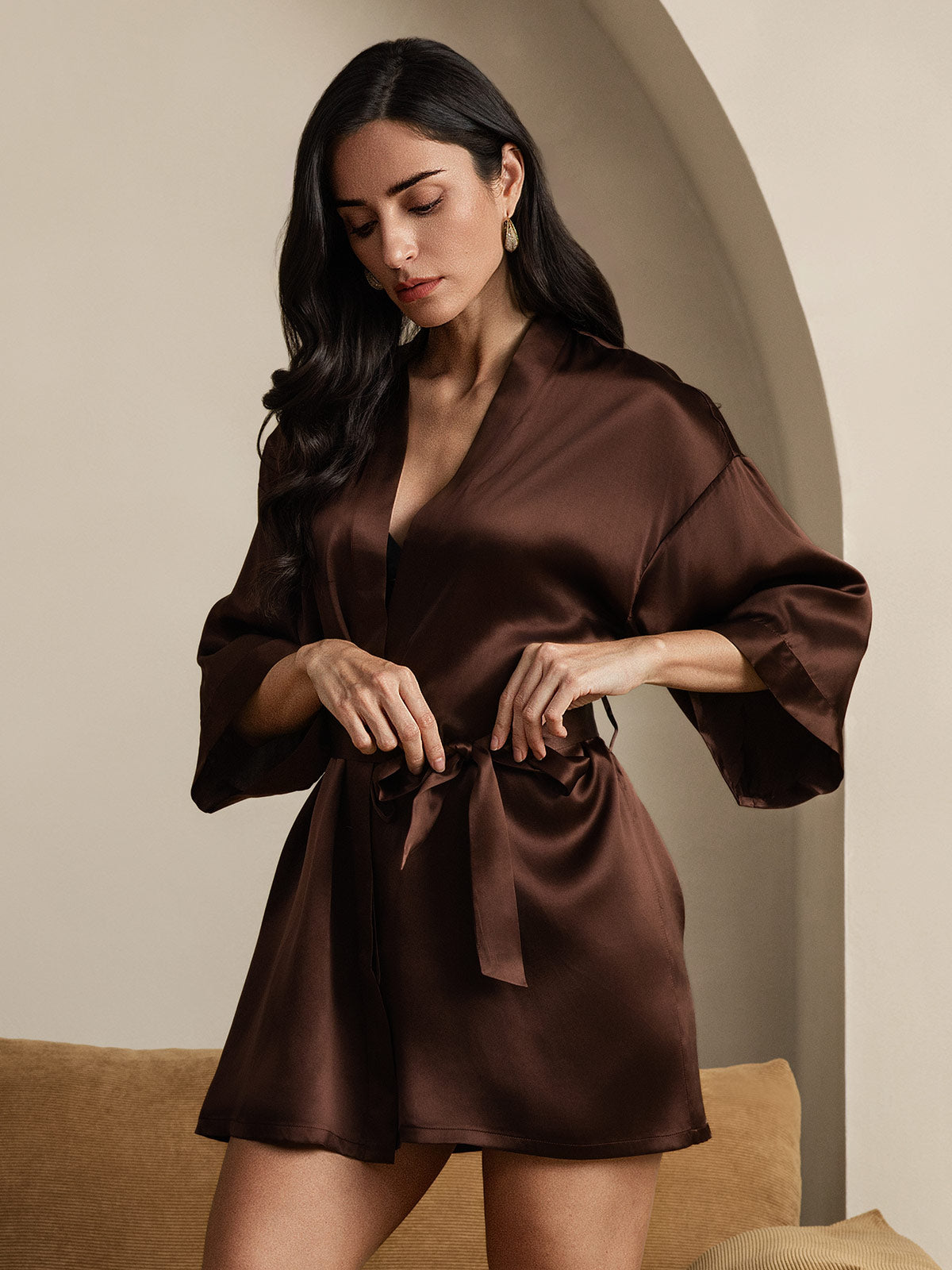 [Kahvi] SilkSilky-FI Womens Robe 005