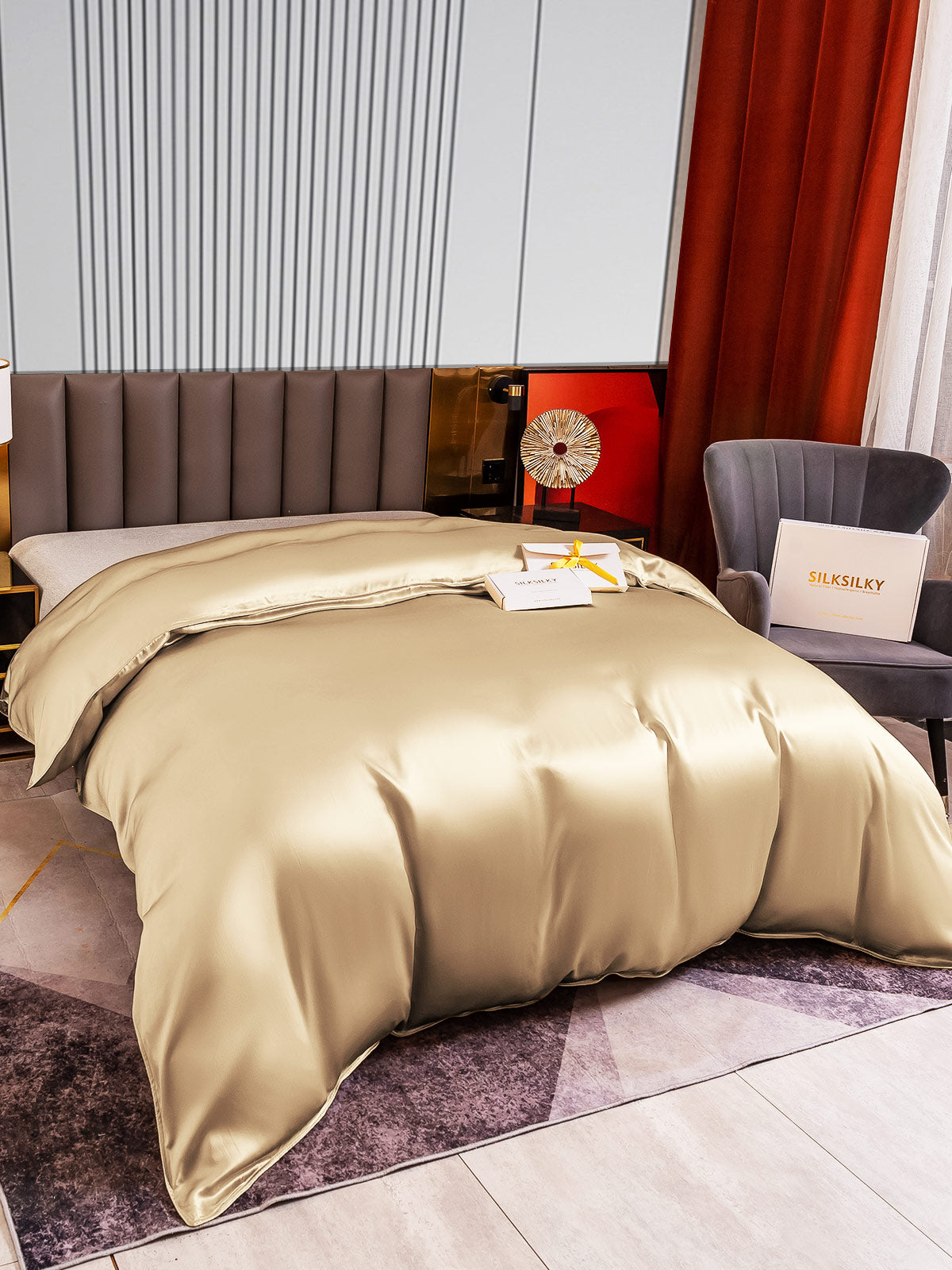 [Beige] SilkSilky-FI 22Momme Duvet Cover 003