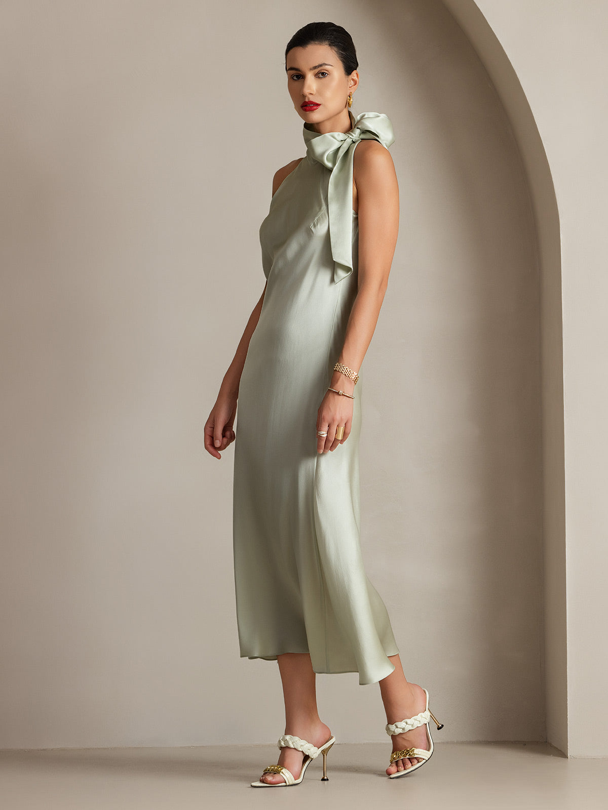 [Vaaleanvihreä] SilkSilky-FI 19Momme Dress 006