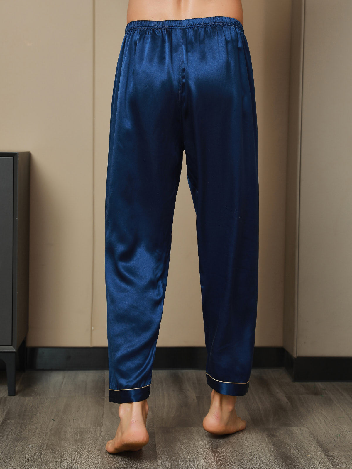 [Tummansininen] SilkSilky-FI Mens Sleep Bottoms 008