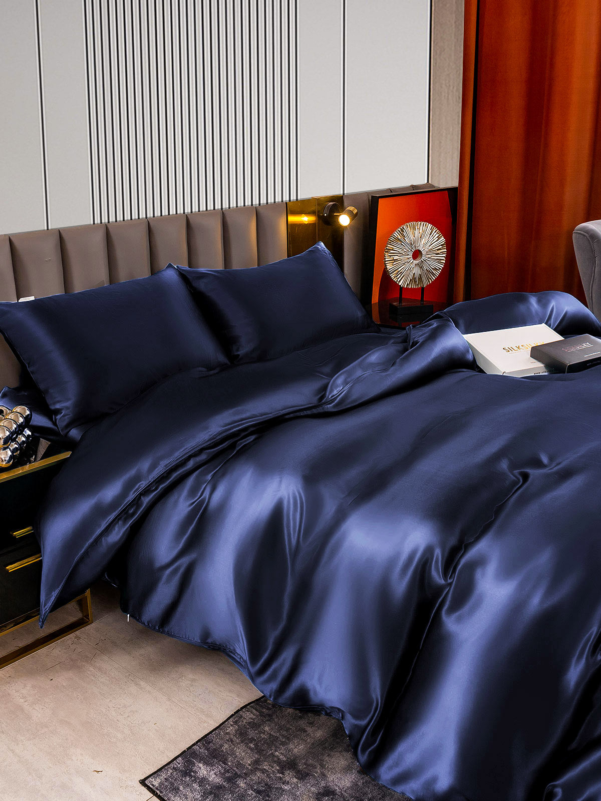 [Tummansininen] SilkSilky-FI 22Momme Bedding Set 007