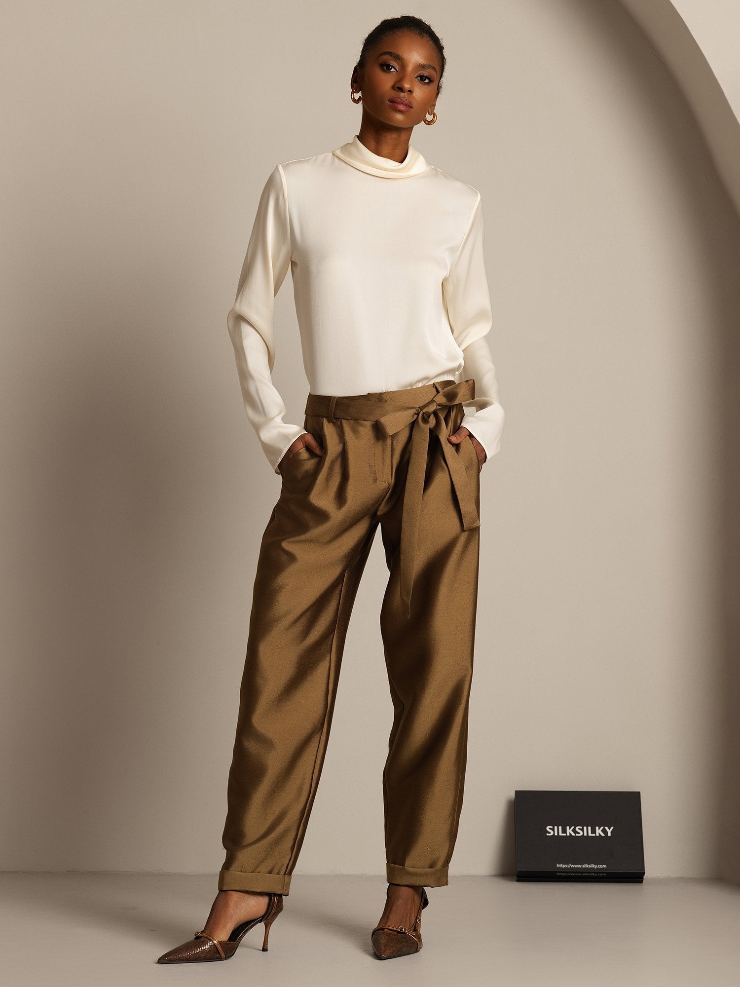 [Pronssi] SilkSilky-FI 32Momme Silk-Wool Blend Womens Pants 003,