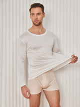 [Valkoinen] SilkSilky-FI Long Sleeve Round Neck Miesten T-paita 004