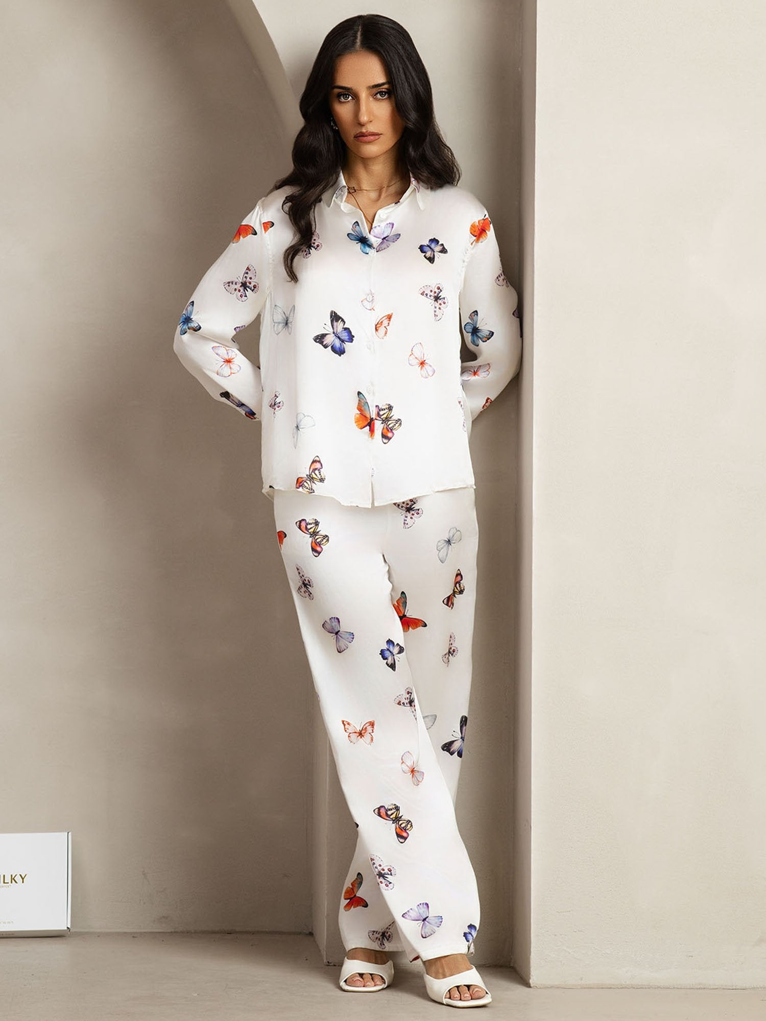 [ValkoinenPerhonen] SilkSilky-FI 19Momme Lapel Collar Women''s Outfit Sets 003