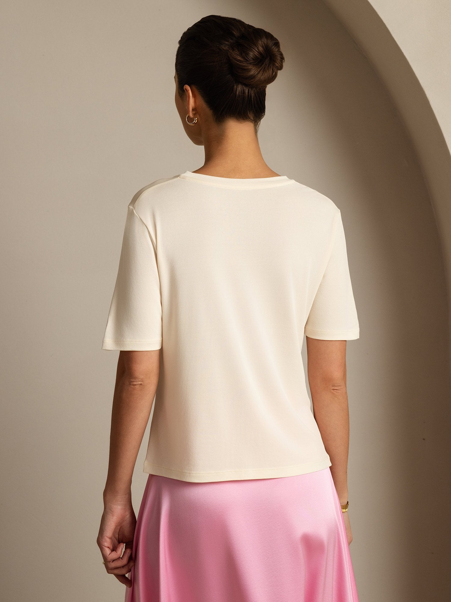 [Beige] SilkSilky-FI Womens T-Shirt 002