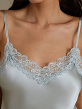 [Harmaansininen] SilkSilky-FI Spaghetti Strap V Neck Camisole Top 004