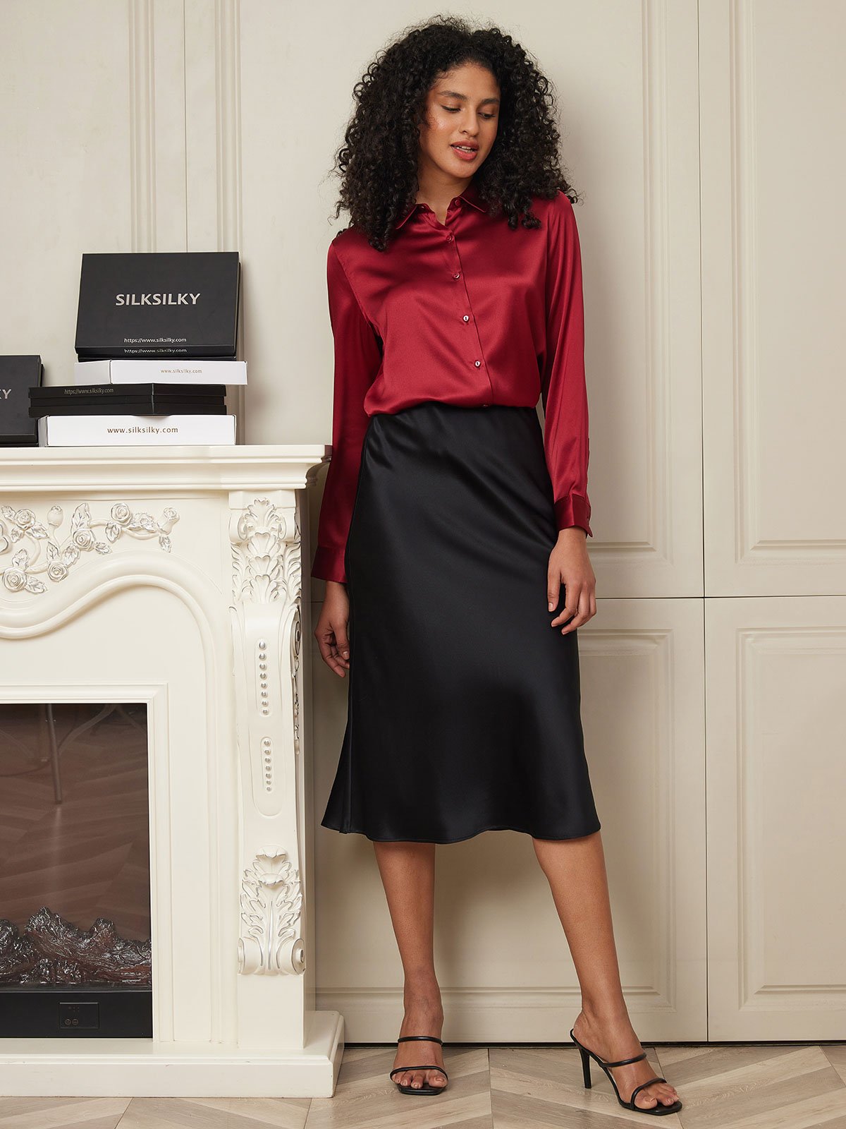 [Musta] SilkSilky-FI 19Momme Pure Silk Skirt 004