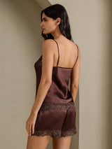 [Ruskea] SilkSilky-FI Spaghetti Strap V Neck Camisole Setti 002