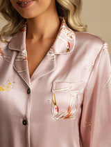 [Pinkki] SilkSilky-FI Long Sleeve Notkokaulus Naisten Pyjamat 004