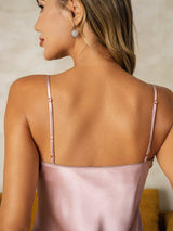 [Pinkki] SilkSilky-FI Spaghetti Strap V Neck Yöpaita 004