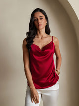[Viini] SilkSilky-FI Spaghetti Strap Cowl Neck Camisole Top 004
