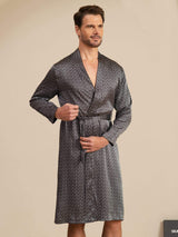 [Musta Ginkgo] SilkSilky-FI Long Sleeve V Neck Miesten Aamutakki 003