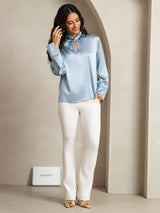 [Harmaansininen] SilkSilky-FI 19Momme Womens Shirt 013