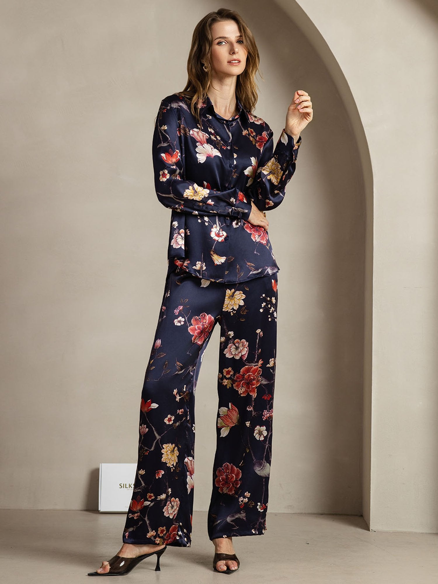 [LaivastoKukka] SilkSilky-FI 19Momme Lapel Collar Women''s Outfit Sets 004