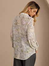 [Salvia Kukka] SilkSilky-FI Long Sleeve Lapel Collar Pusero 002