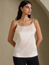 [Beige] SilkSilky-FI Spaghetti Strap Camisole Top 001