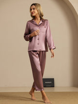 [Vaalean Mauve] SilkSilky-FI Long Sleeve Notkokaulus Naisten Pyjamat 008