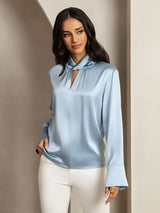 [Harmaansininen] SilkSilky-FI 19Momme Womens Shirt 008