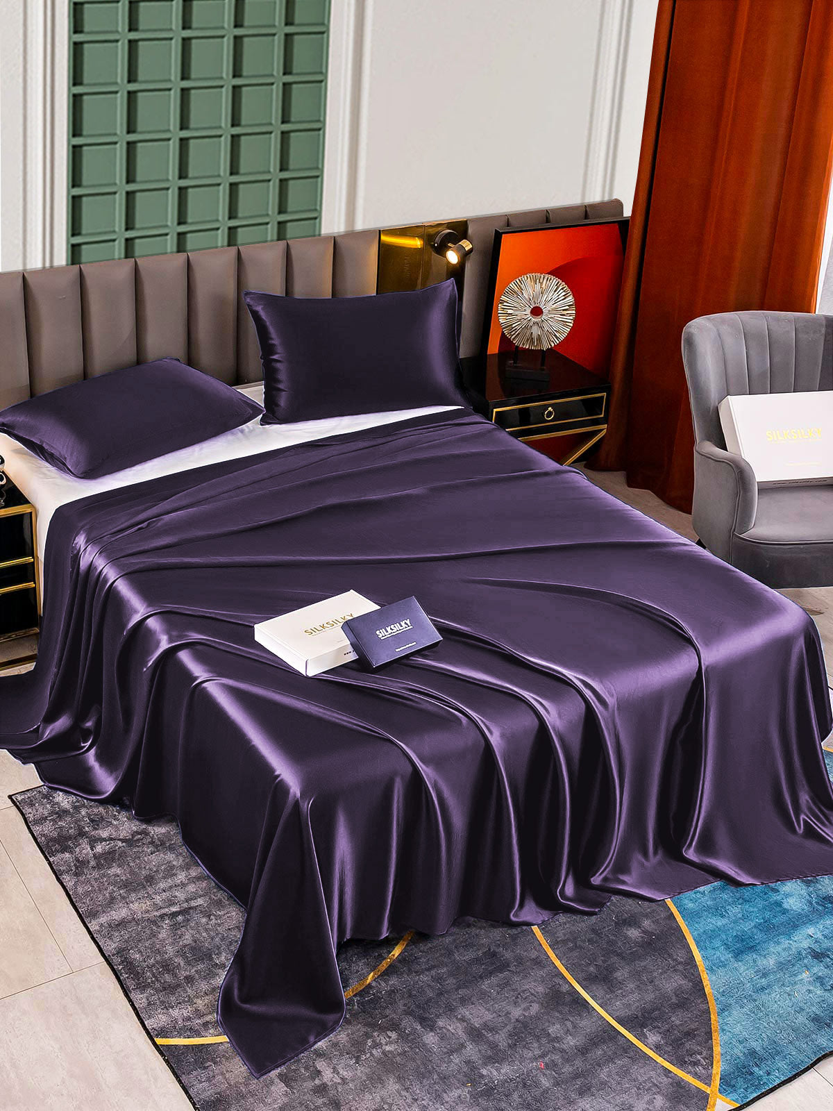 [Tumma Violetti] SilkSilky-FI 25Momme Bedding Set 002
