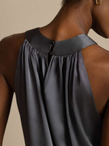 [Tumman Harmaa] SilkSilky-FI Sleeveless Halterneck Naisten T-paita 004