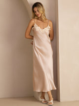 [Pinkki] SilkSilky-FI Spaghetti Strap V Neck Mekko 001