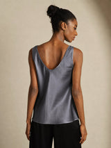[Tumman Harmaa] SilkSilky-FI Sleeveless V Neck Camisole Top 002