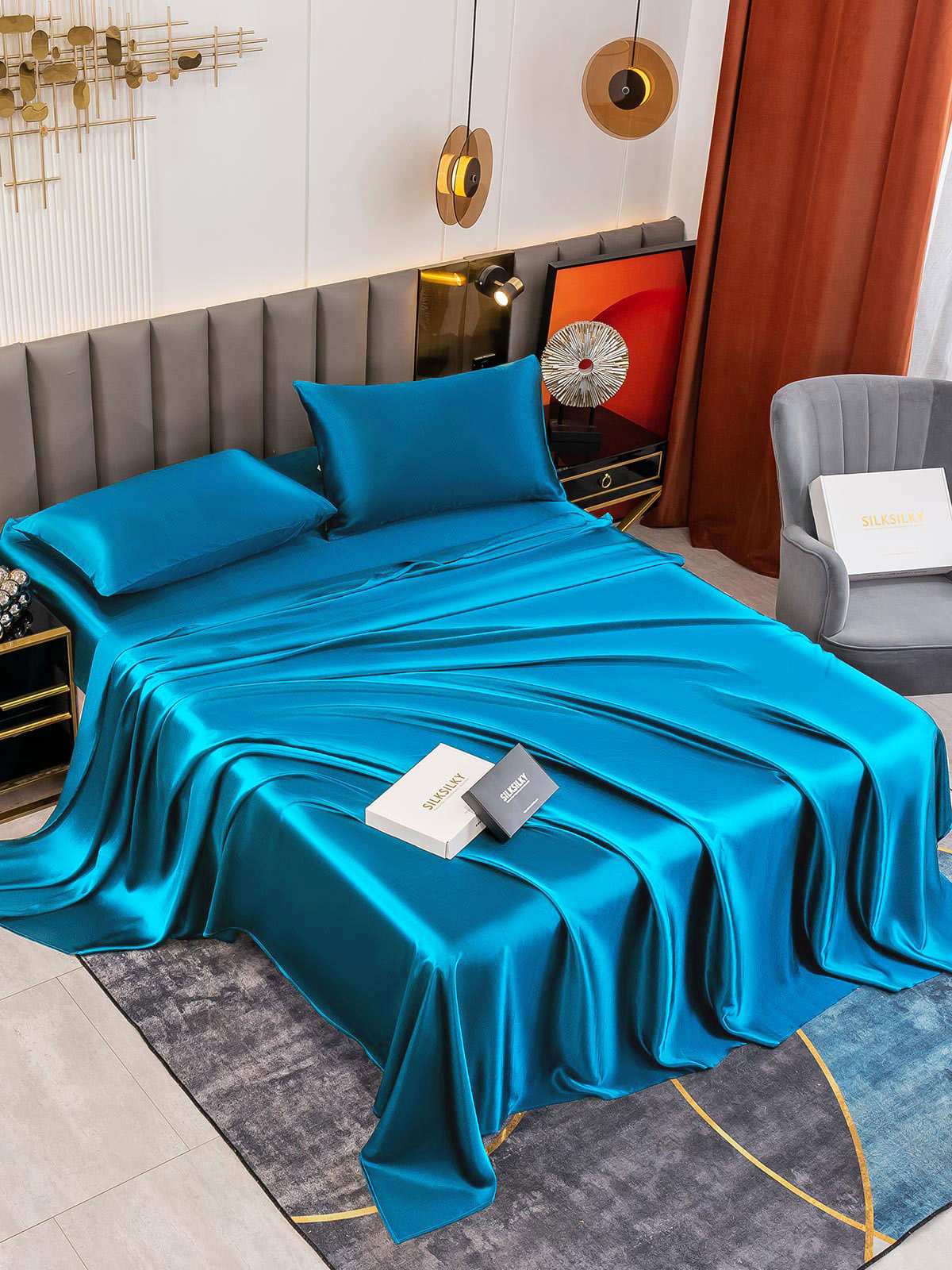 [Sinivihreä] SilkSilky-FI 19Momme Bedding Set 004