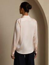 [Vaalea Pinkki] SilkSilky-FI Long Sleeve Lapel Collar Naisten paita 002