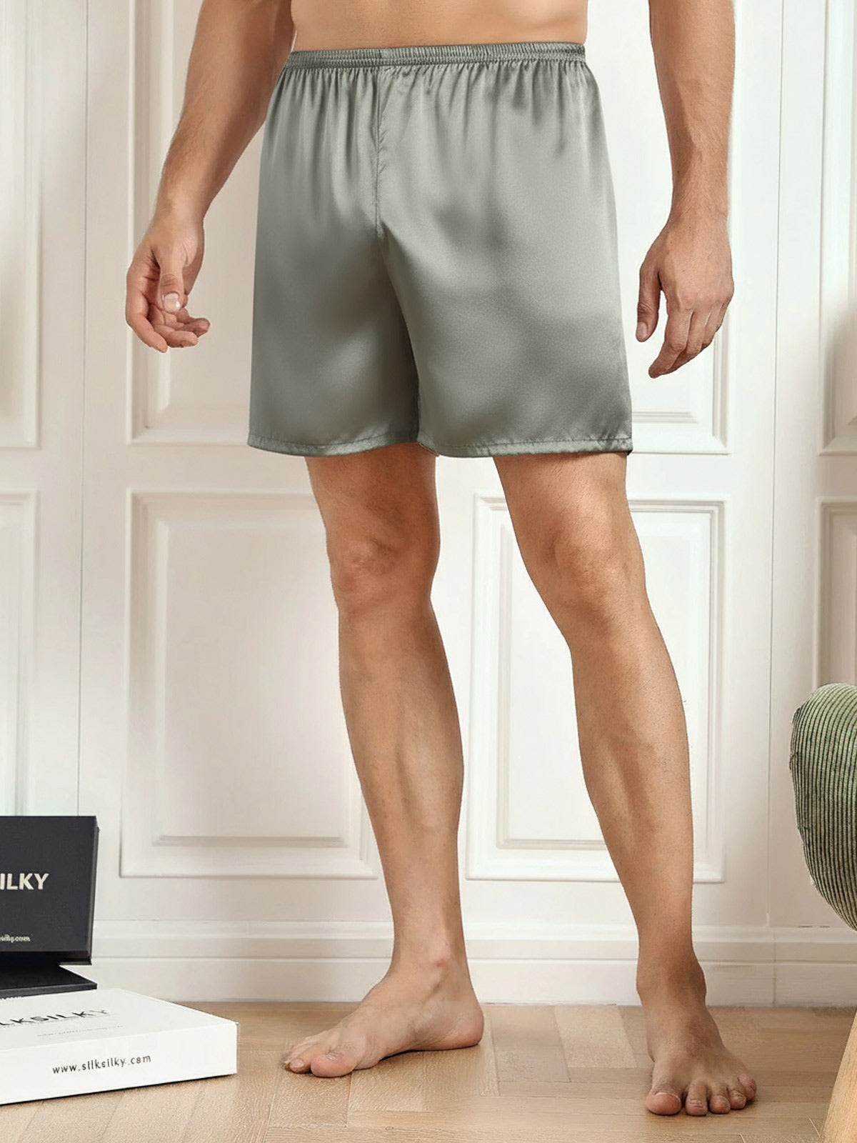 [Harmaanvihreä] SilkSilky-FI Men's Sleep Shorts 002