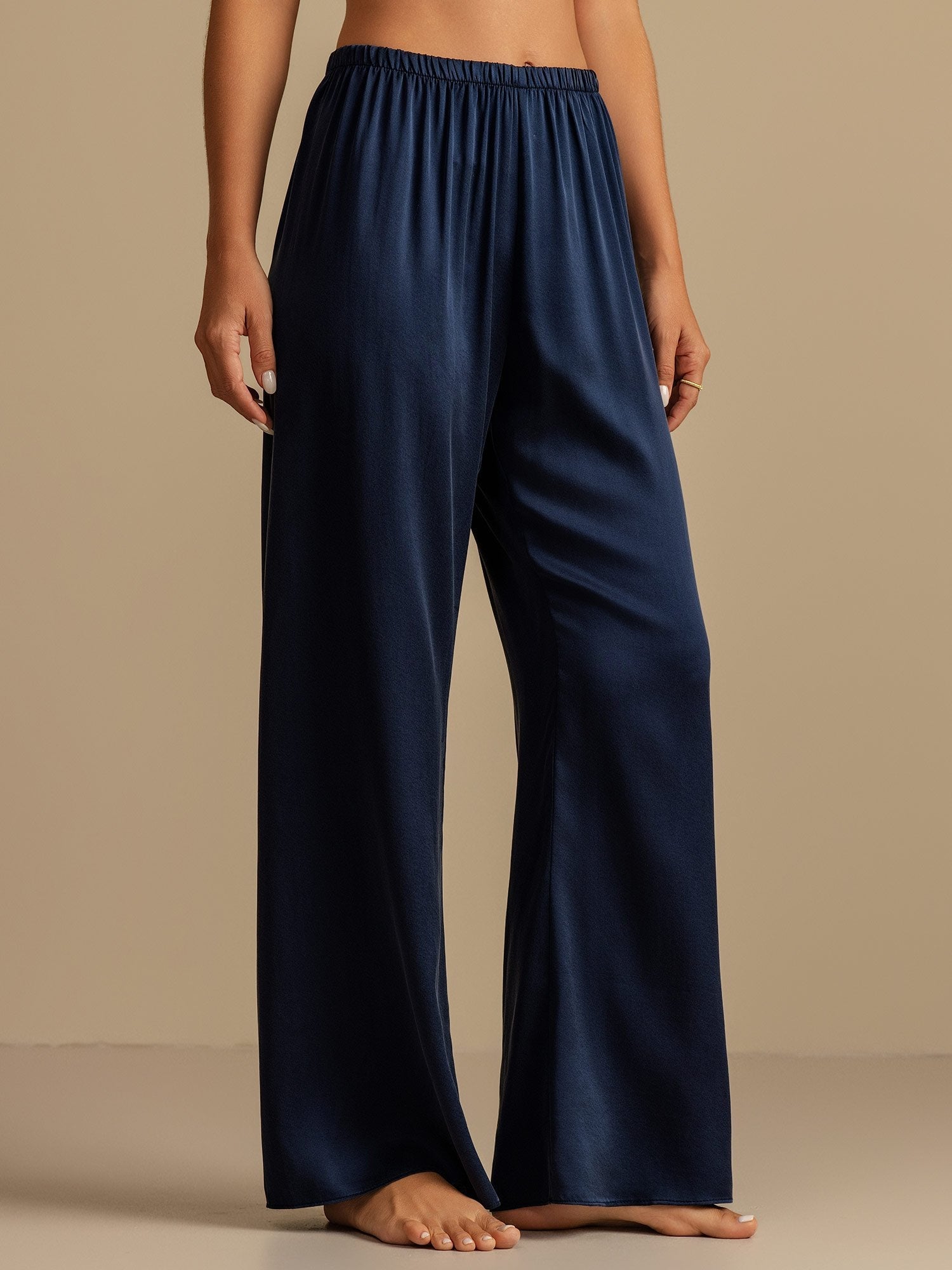 [Tummansininen] SilkSilky-FI 19Momme Womens Sleep Bottoms 001,