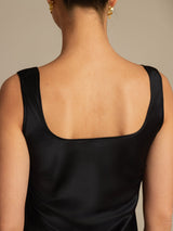 [Musta] SilkSilky-FI 19Momme Hihaton Syvä Pyöreä Pääntie Camisole Top 007