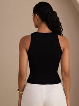 [Musta] SilkSilky-FI Sleeveless Round Neck Camisole Top 002