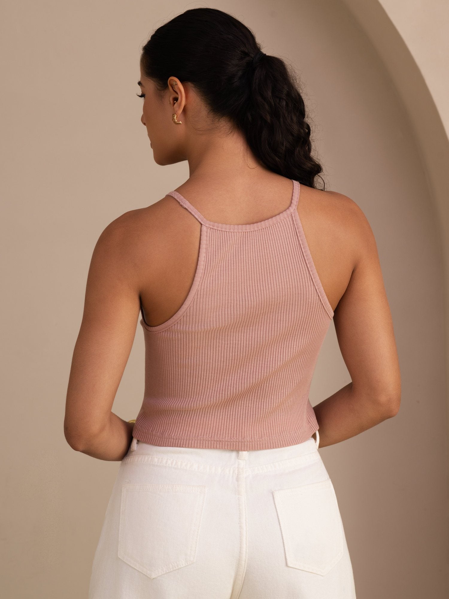 [Pinkki] SilkSilky-FI Sleeveless Crew Neck Camisole Top 002