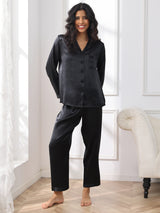 [Musta] SilkSilky-FI Long Sleeve Notkokaulus Naisten Pyjamat 003