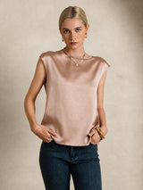 [Toscana] SilkSilky-FI Cap Sleeve Round Neck Naisten T-paita 006