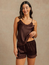 [Ruskea] SilkSilky-FI Spaghetti Strap V Neck Camisole Setti 002