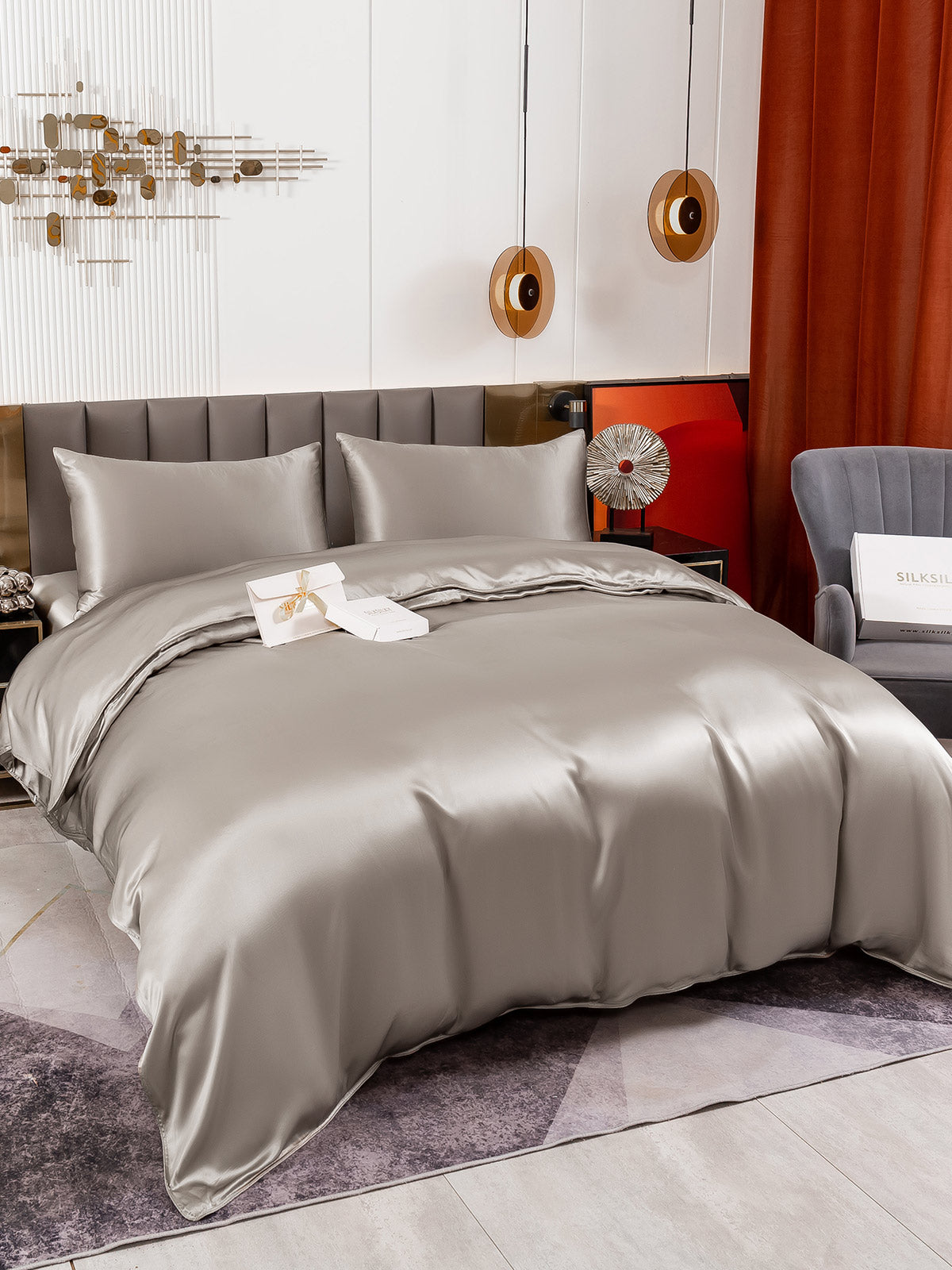 [Harmaa] SilkSilky-FI 19Momme Bedding Set 005